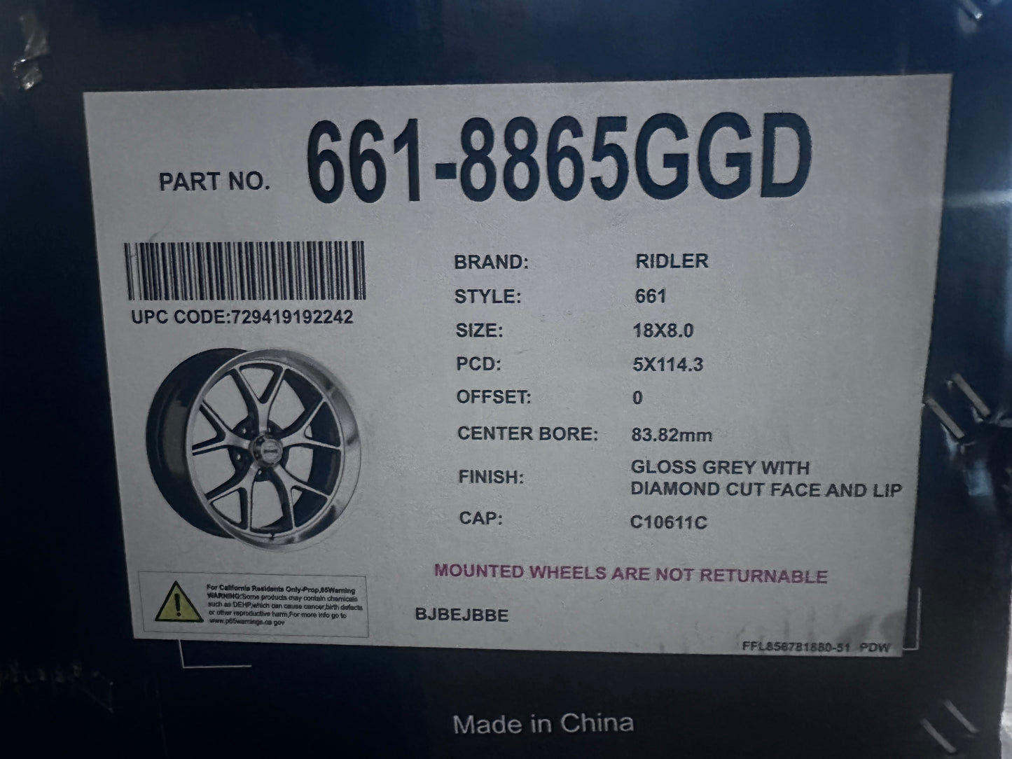RIDLER 18.0X8.0 WHEEL